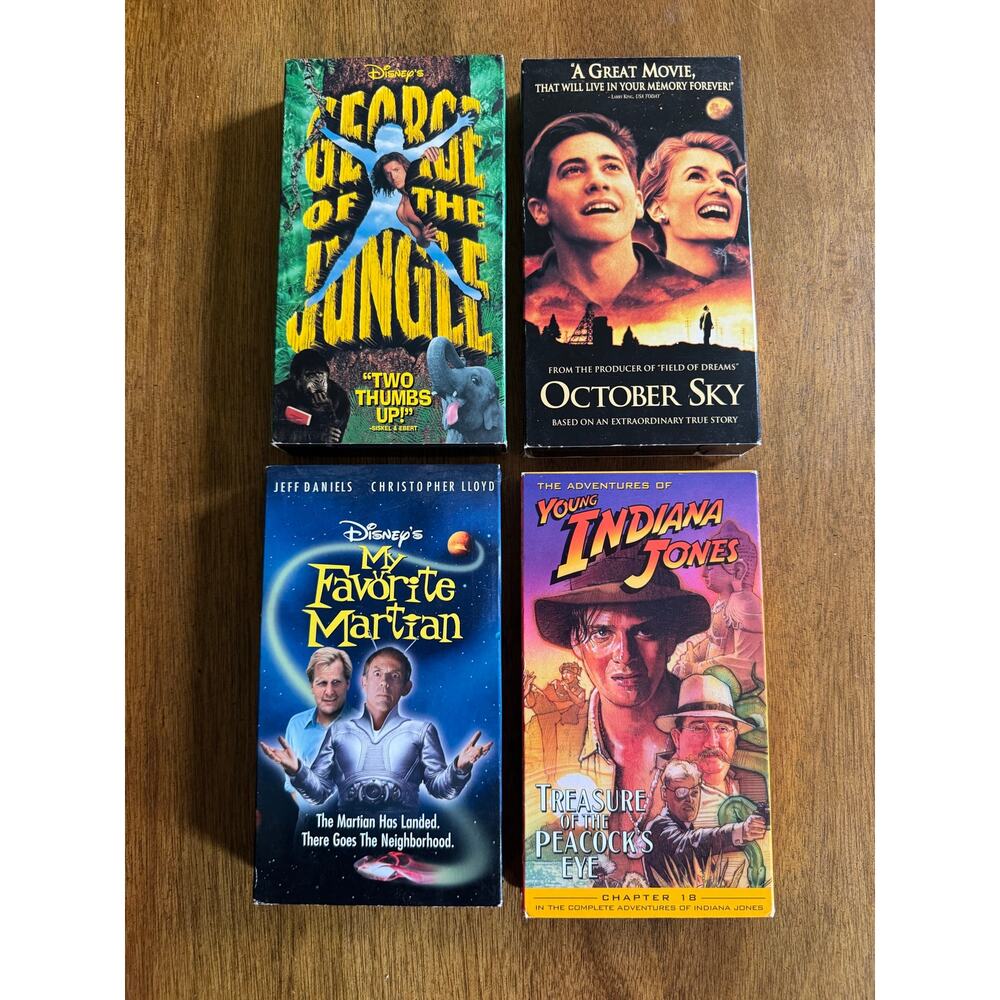 Disney VHS Lot Indiana Jones George Jungle October Sky Blockbuster 90s Movies